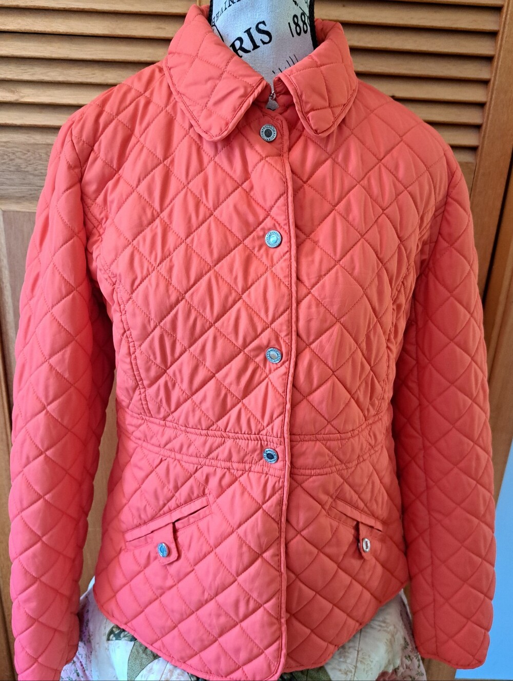 Lauren Ralph Lauren Diamond Quilted Barn Jacket Orange/coral Size M
